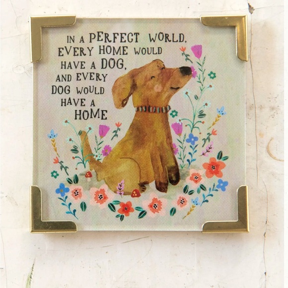 NATURAL LIFE Other - Natural Life Dog Magnet or Charming Dog Wall Art or Shelf art with Gold Corners